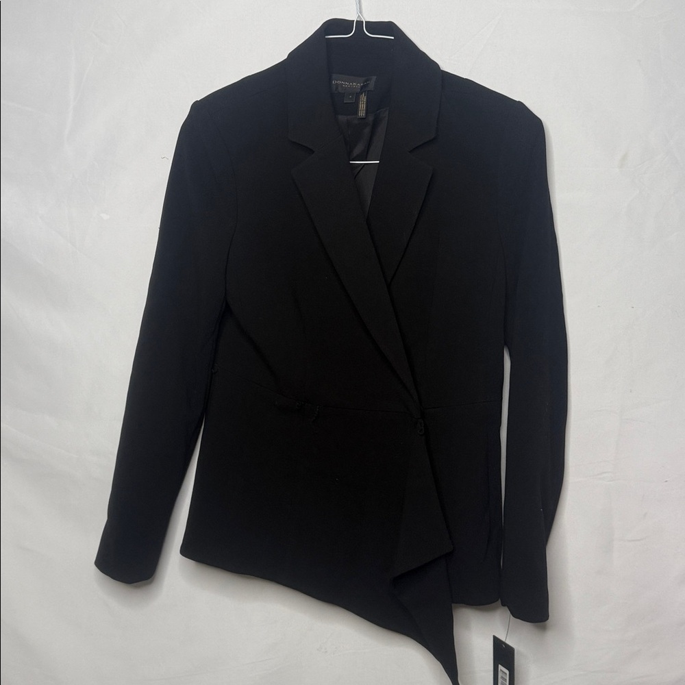 NWT Donna Karan double breasted black asymmetrical blazer jacket sz 4
